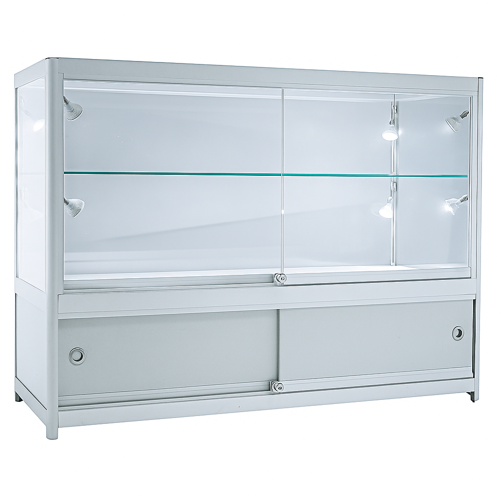 Aluminium Glass Display Counter - 1000w x 500d x 900h
