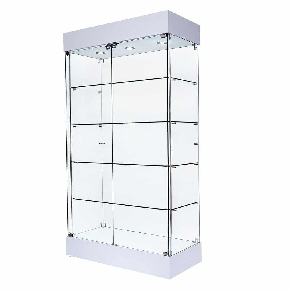 Frameless Tower Showcase in White - 1830h x 800w x 465d