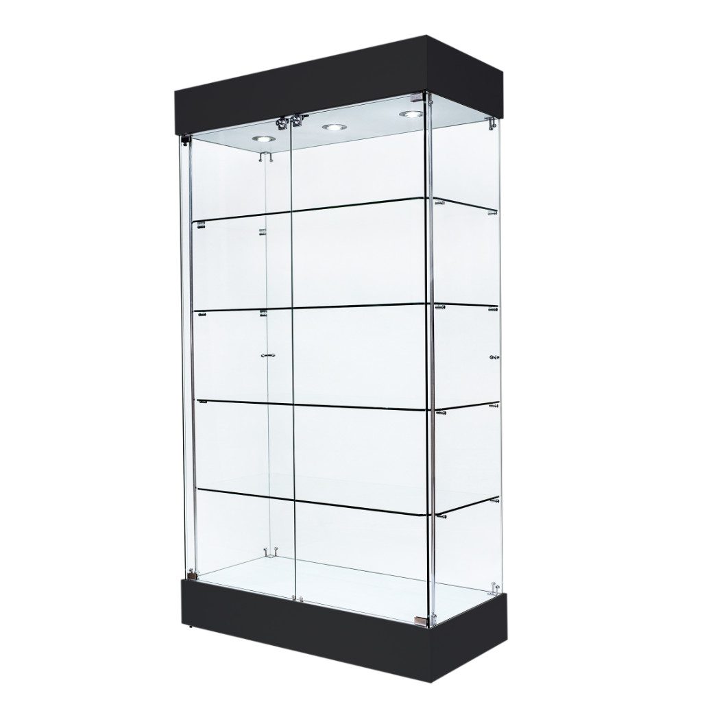 Frameless Tower Showcase in Black - 1830h x 1000w x 465d