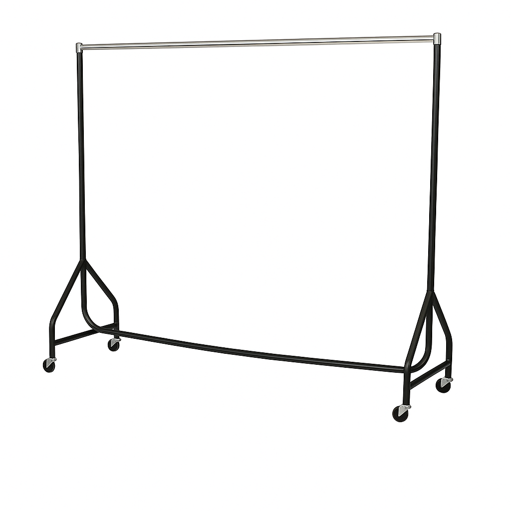 Reinforced Heavy Duty Garment Rails in Black with Chrome top