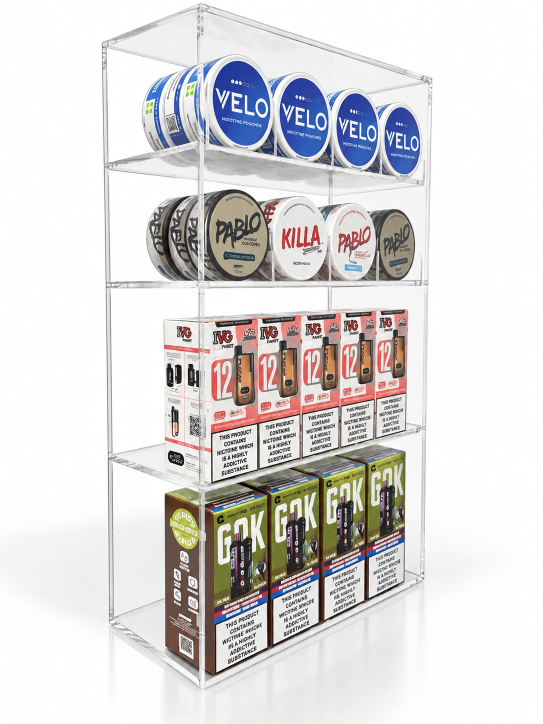Multi-Functional Acrylic Vape & Nicotine Pouch Counter Display
