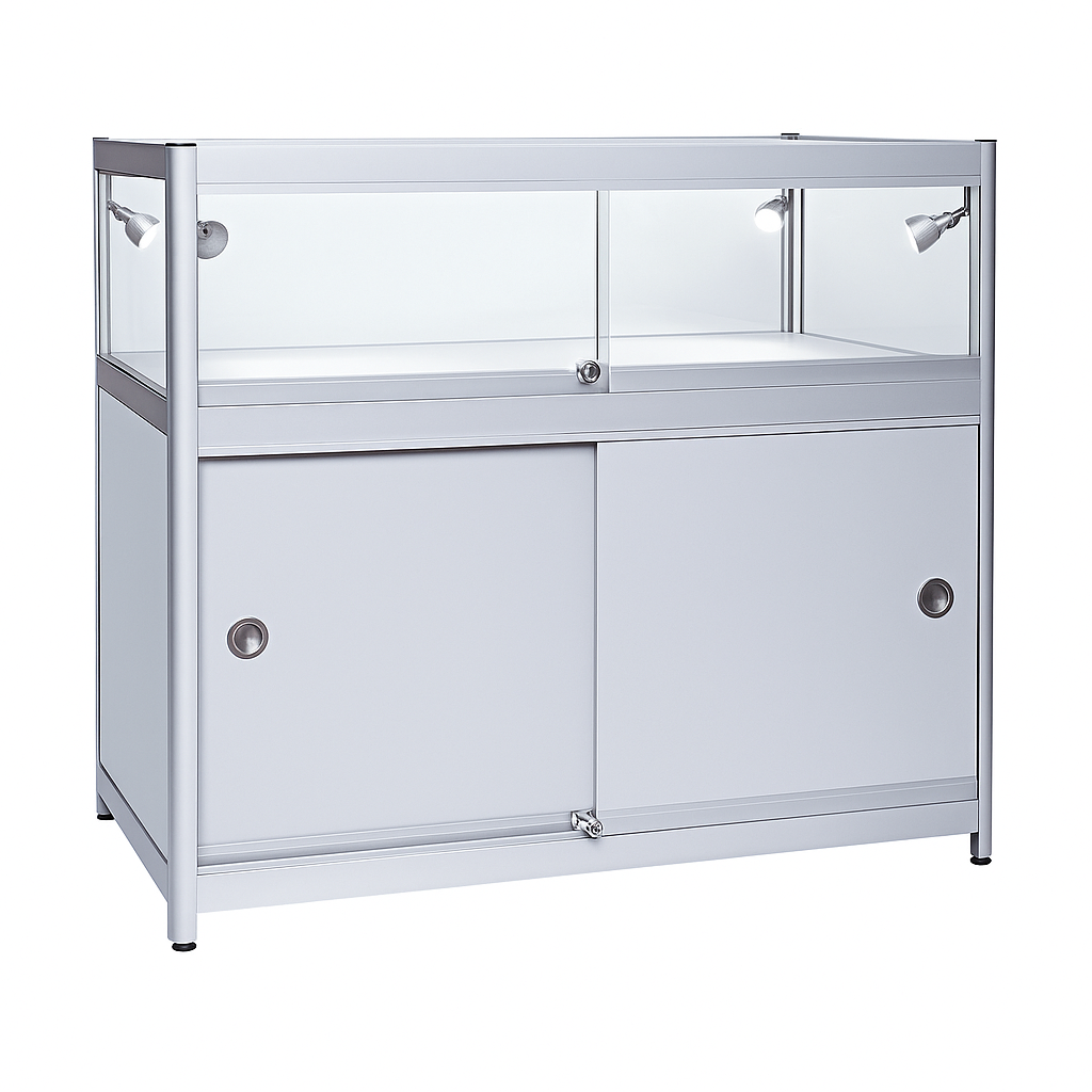 Aluminium Glass Showcase - 1200w x 500d x 900h