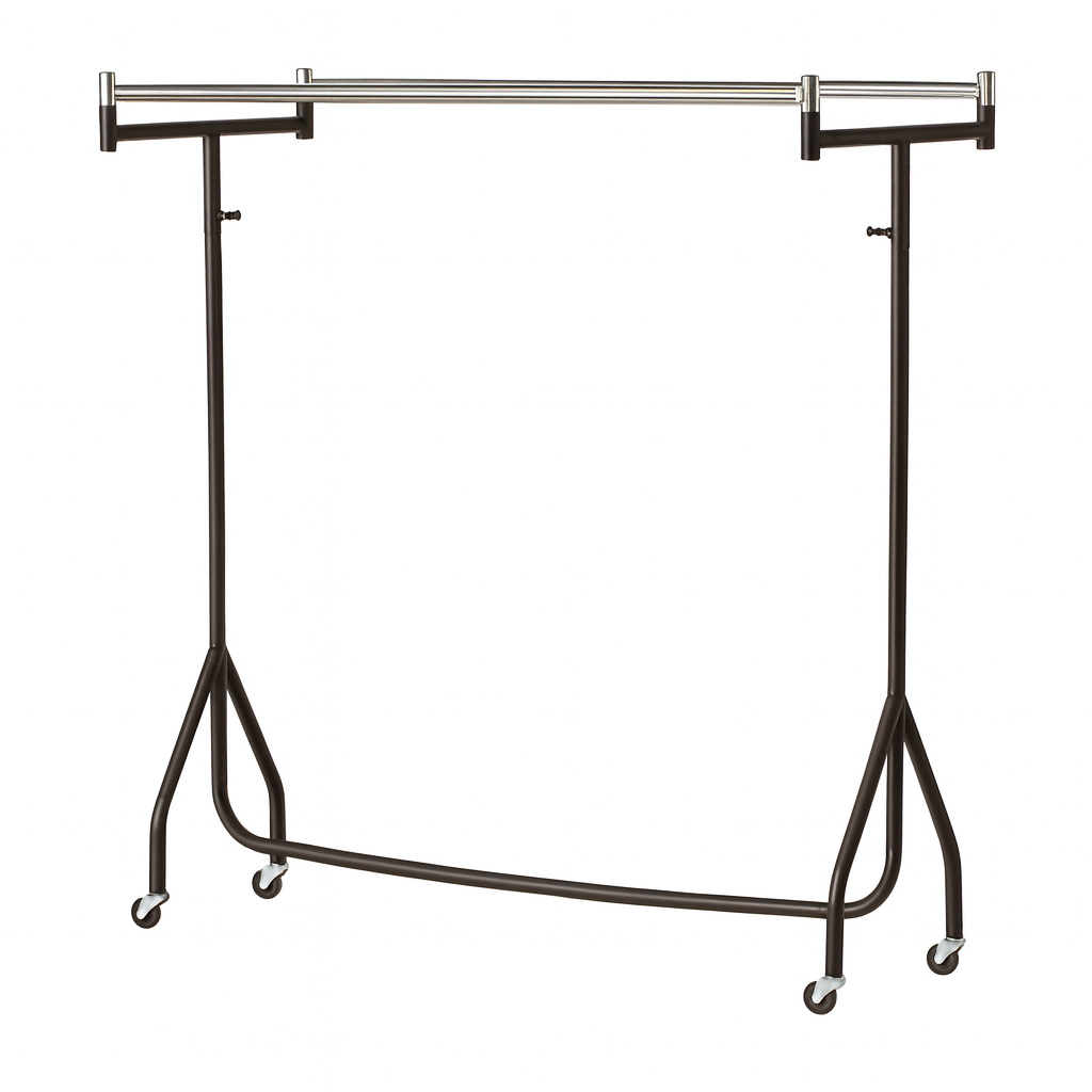 Heavy Duty Parallel Garment Rails in Black with Chrome top